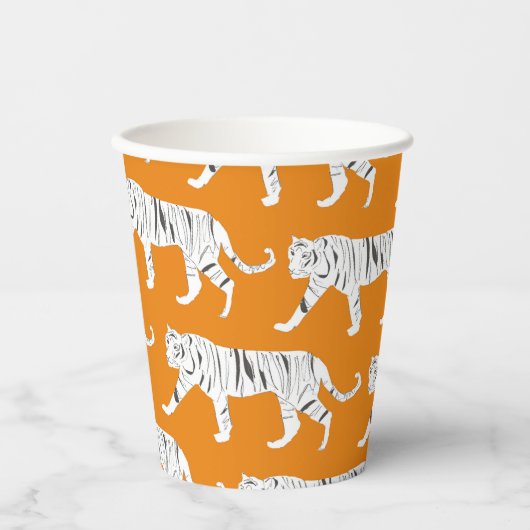 Oranje tijgerafdrukken papieren bekers (Voorkant)