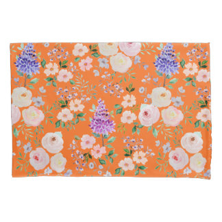 Oranje tijgerkleurige Waterverf Floral Kussensloop