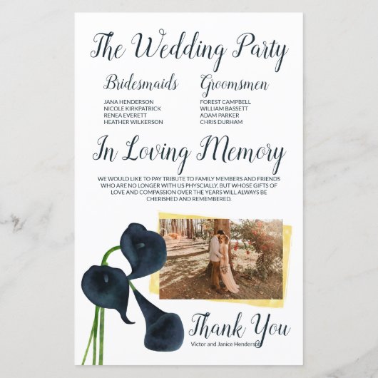 Oranje tijgerlelie bruiloft ceremonie programma (Achterkant)