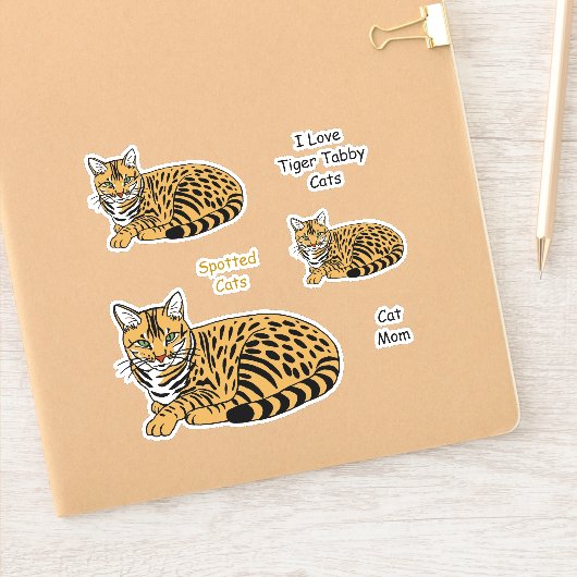 Oranje tijgertablet katten Sticker set (Notitieboek)