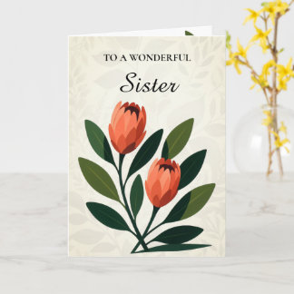 Oranje Tinten Protea Elegante Minimalistische Verj Kaart