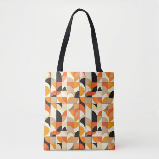Oranje-toned Retro Geometrische Abstracte Patroon Draagtas