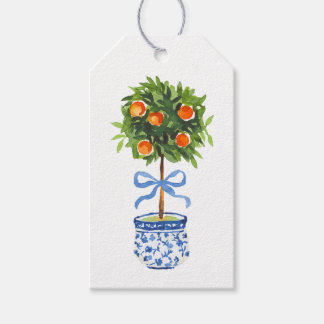 Oranje Topiary Tree, Chinoiserie Custom Cadeaulabel