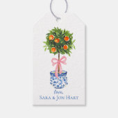 Oranje Topiary Tree Custom Gift Labels Cadeaulabel (Voorkant)