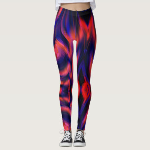 Oranje tot donkerblauw gebrand in fractale stijl leggings