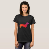 Oranje tot Paars gradiënt Dachshund T-shirt (Voorkant volledig)