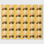 Oranje tractor Birthday Cadeaupapier (Vlak)