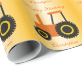 Oranje tractor Birthday Cadeaupapier (Rol Hoek)