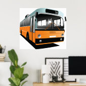 Oranje Transit Bus Route 56 Stadscommuter Poster (Thuiskantoor)