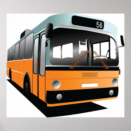 Oranje Transit Bus Route 56 Stadscommuter Poster (Voorkant)