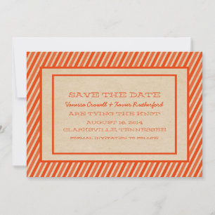 Oranje Trendy Stripes sparen de Datum uitnodigen Save The Date