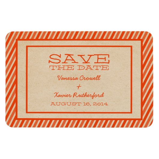 Oranje Trendy Stripes sparen de Magnet van de Datu Magneet (Horizontaal)