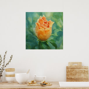 Oranje Tropische Bloem Bloemige Kunst Poster