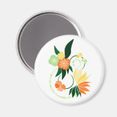 Oranje tropische bloem magneet (Voorkant / Achterkant)