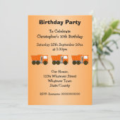 Oranje Truck Design Boy's verjaardagsfeestje Kaart (Staand voorkant)