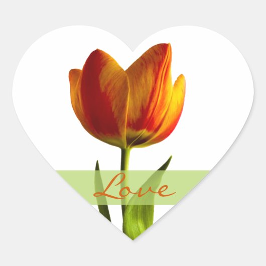 Oranje Tulip Love Heart Wedding Envelope Seal Hart Sticker (Voorkant)