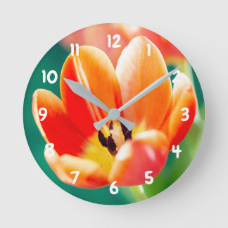 Oranje Tulp Acryl wandklok Ronde Klok
