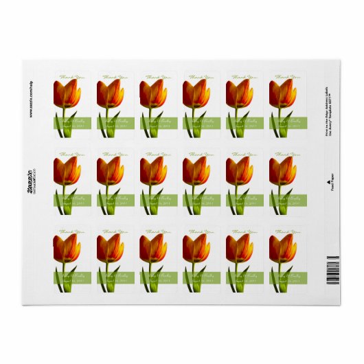 Oranje tulp bruiloft gunst Labels (Full Sheet)