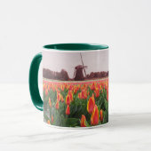 Oranje Tulp Flower Field & Windmill Holland Mok (Voorkant links)