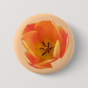 Oranje Tulp Knop Ronde Button 5,7 Cm