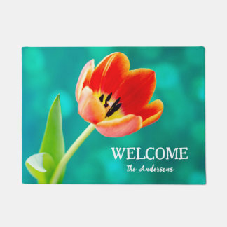 Oranje Tulp op Groen Deurmat