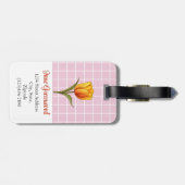 Oranje Tulp, Roze Wit Raster, Op Maat Bagagelabel (Achterkant horizontaal)
