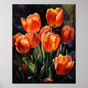 Oranje Tulpen Bloemen Art Print Poster