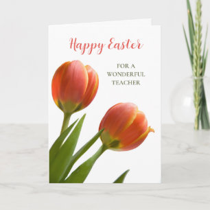 Oranje Tulpen Happy Easter Teacher Feestdagen Kaart
