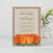 Oranje Tulpen op Kraft Wedding Invitations (Staand voorkant)