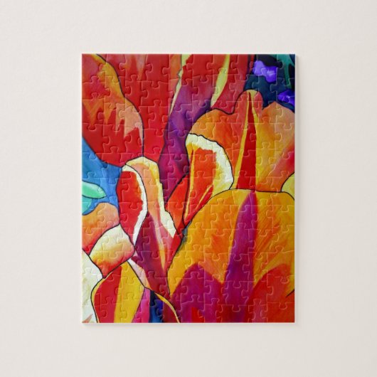 Oranje Tulps waterverf kunstbloem Legpuzzel (Verticaal)