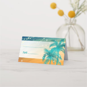 Oranje Turquoise Blauwe Trouwpalmboom Plaatskaartj