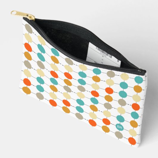 Oranje turquoise crème cirkels raster midden eeuw etui (Open)