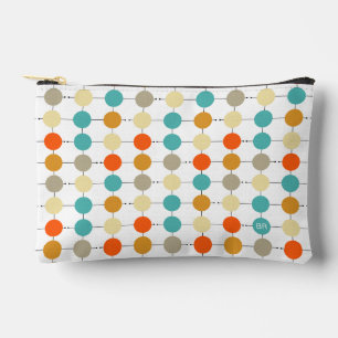 Oranje turquoise crème cirkels raster midden eeuw etui