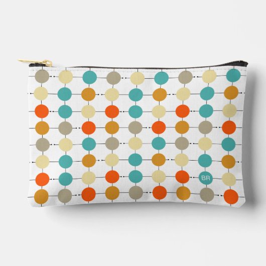 Oranje turquoise crème cirkels raster midden eeuw etui (Voorkant)