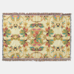  Oranje Turquoise Floral Wallpaper Pattern Deken