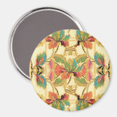  Oranje Turquoise Floral Wallpaper Pattern Magneet (Voorkant / Achterkant)