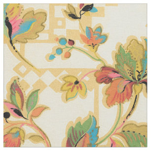 Oranje Turquoise Floral Wallpaper Pattern Stof