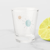 Oranje Turquoise Franciscan Starburst Mid Century Shot Glas (Achterkant)