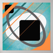 Oranje Turquoise Geometrisch Canvasontwerp AP0011