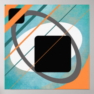 Oranje Turquoise Geometrisch Canvasontwerp AP0011 Poster