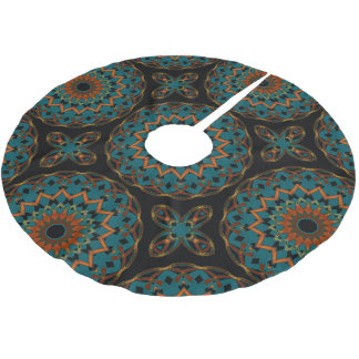 Oranje-Turquoise op Black Kaleidohart Kerstboom Rok