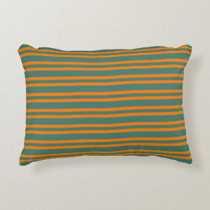 Oranje Turquoise Strepen Naadloos Patroon Accent Kussen