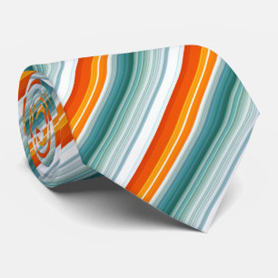 Oranje turquoise Stripes Stropdas