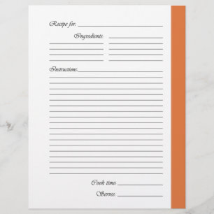 Oranje tweezijdige Recipe Pages