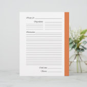Oranje tweezijdige Recipe Pages (Staand voorkant)