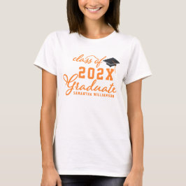 Oranje typografie Klasse 2025 Afstuderen Afstudere T-shirt