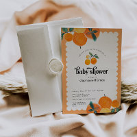 Oranje uitnodiging tot Baby shower van Citrus