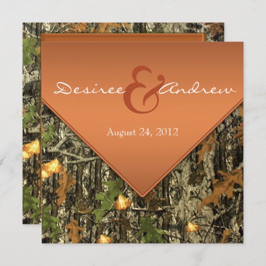 Oranje uitnodiging tot weduwschap in Camo (Voorkant / Achterkant)