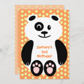 Oranje uitnodiging van Polka Dot Panda (Voorkant / Achterkant)
