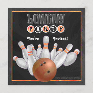 Oranje uitnodiging voor Bowling Party